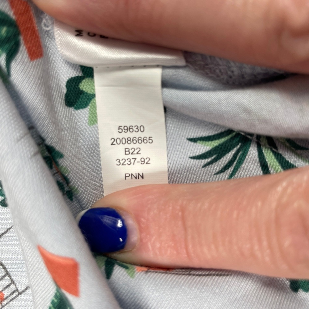 Duluth Trading Plant Print Henley Top Womens Medium Blue Long Sleeve Stretch - Picture 9 of 11